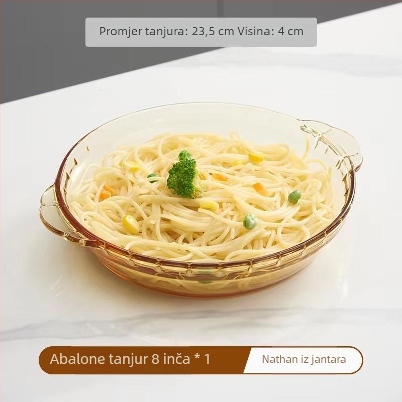 Okrugla posuda za pečenje od borosilikatnog stakla, promjer 18–18,9 cm, pogodna za pećnicu i mikrovalnu, otporno na toplinu, moderan minimalistički dizajn