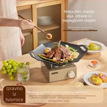Maifan kamen grill tiganj za kampiranje - osmerokutni oblik, aluminijska legura, prenosni, neprijanjajući, lako se čisti