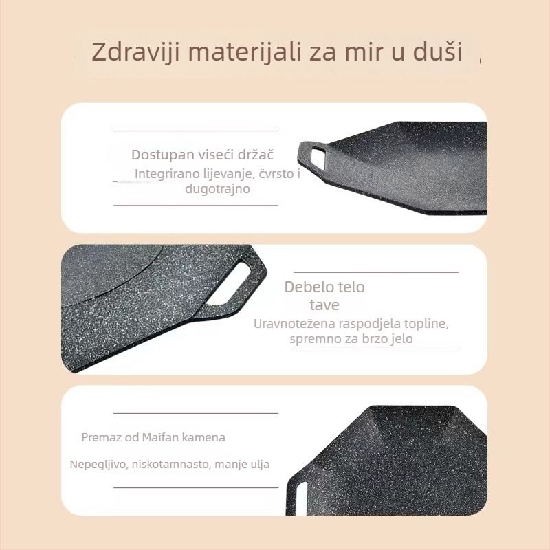 Maifan kamen grill tiganj za kampiranje - osmerokutni oblik, aluminijska legura, prenosni, neprijanjajući, lako se čisti