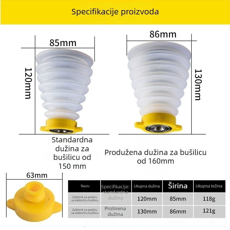 Prozirni štit za prašinu za čekić bušilicu – posuda za prašinu i usisivač prašine (Brand: Neck Strength)