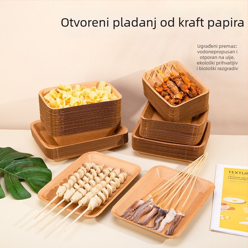 Jednokratna pravokutna pladnja od kraft papira za roštilj