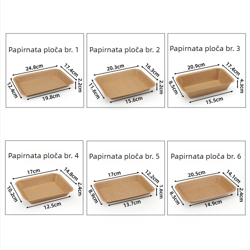 Jednokratna pravokutna pladnja od kraft papira za roštilj