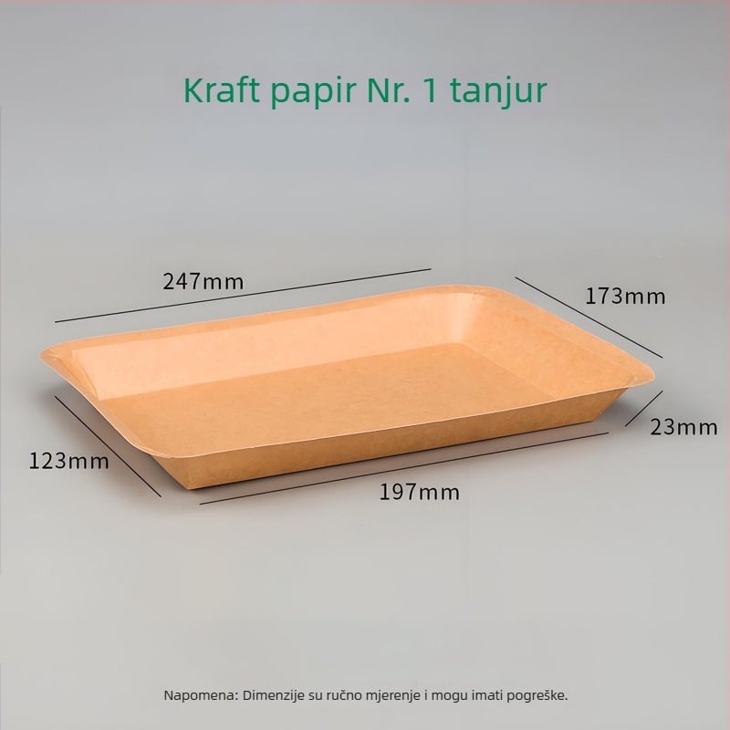 Jednokratna pravokutna pladnja od kraft papira za roštilj