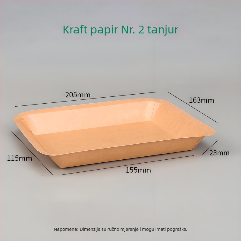 Jednokratna pravokutna pladnja od kraft papira za roštilj