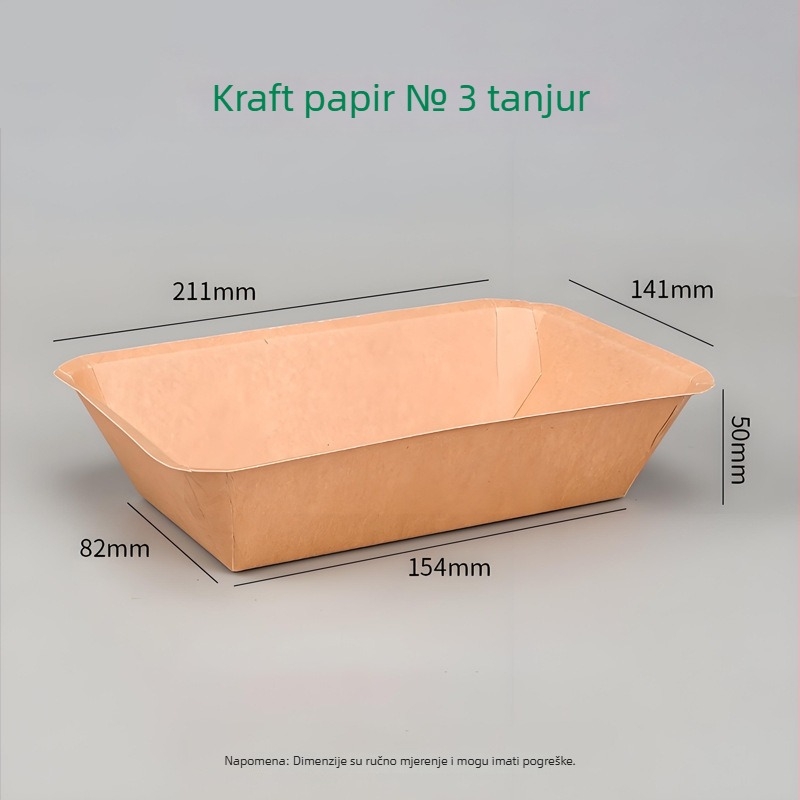 Jednokratna pravokutna pladnja od kraft papira za roštilj