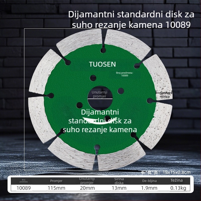 Tuosen dijamantni disk za rezanje pločica, kamena i betona – vruće presovan, sinteriran