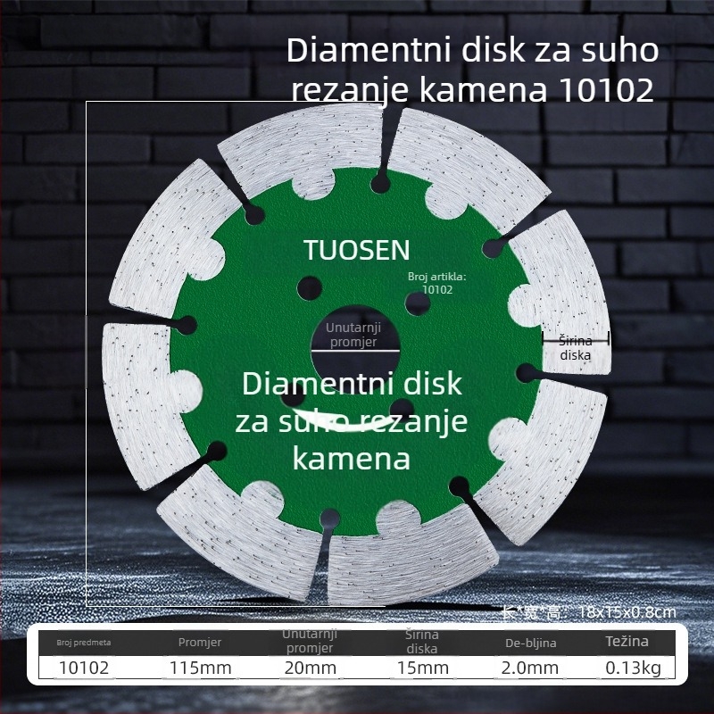 Tuosen dijamantni disk za rezanje pločica, kamena i betona – vruće presovan, sinteriran