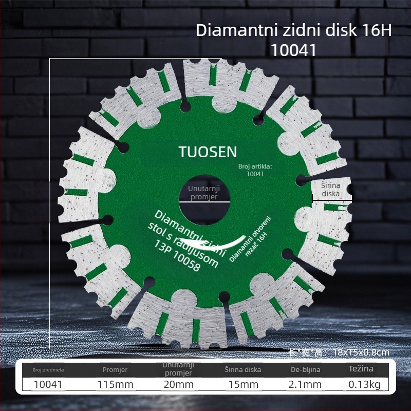 Tuosen dijamantni disk za rezanje pločica, kamena i betona – vruće presovan, sinteriran