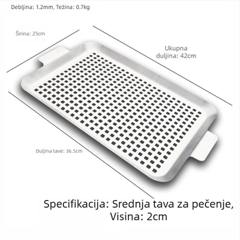 Kvadratna ploča za roštilj od nehrđajućeg čelika, hrana klase, s otvorima za otjecanje ulja, bez premazivanja, 490–1100 g, za vanjsku upotrebu