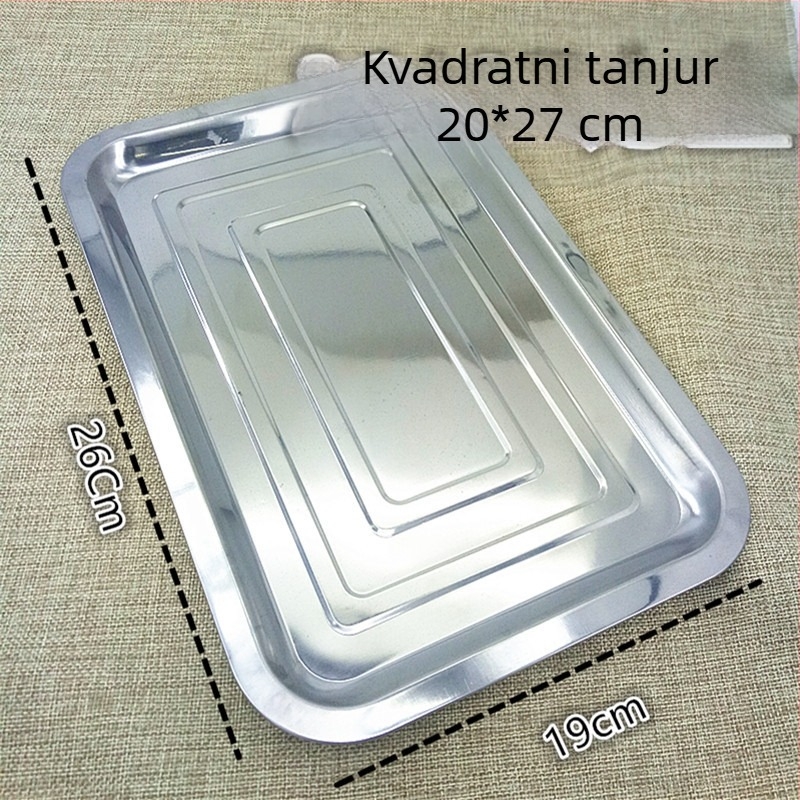 Kvadratni tanjur od 202 nehrđajućeg čelika, elektroplatirano, jednofarbni uzorak, nije pogodna za mikrovalnu pećnicu.