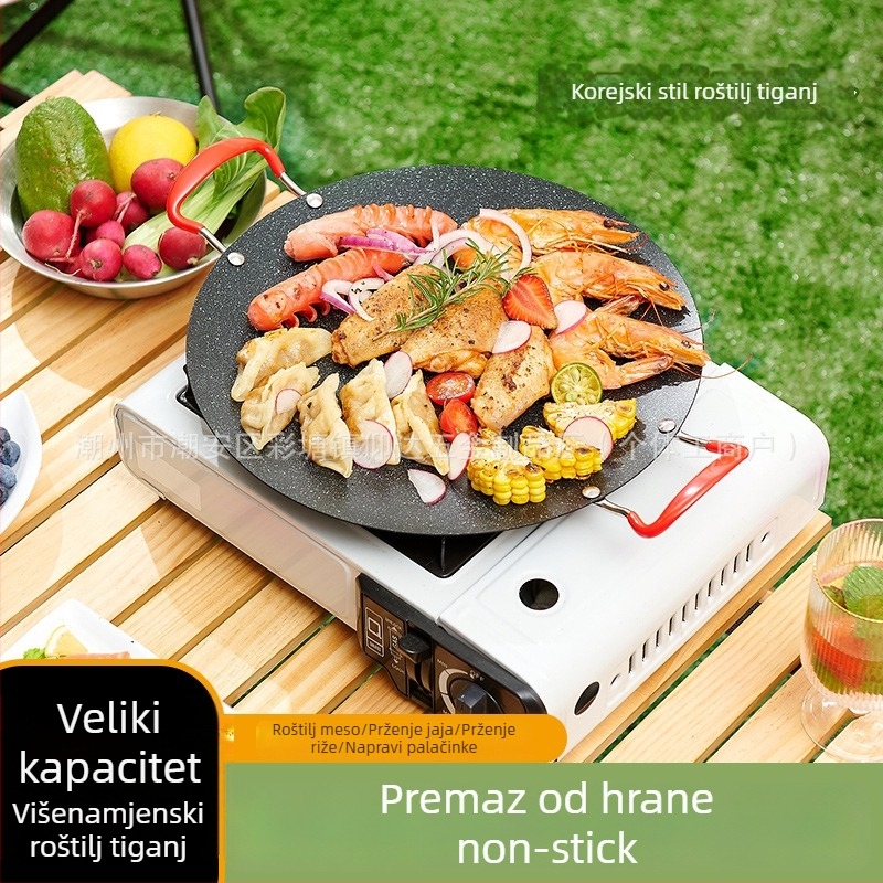Okrugla željezna grill tava, s procesom štancanja, prijenosna, neprijanjajuća, jednostavna za čišćenje