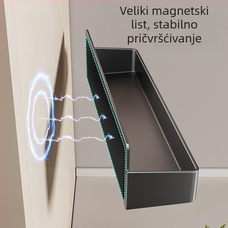 Magnetski organizator hladnjaka, bez ugradnje, bočno na zidu, karbonska čelična konstrukcija, zidna polica, višenamjenski organizator za pribor i začine