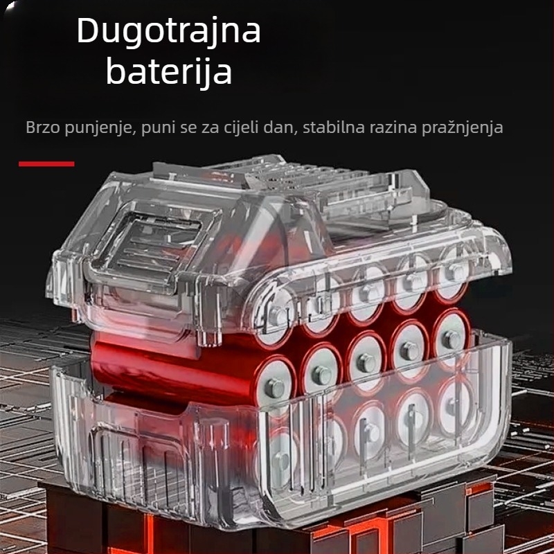 Bežični čekić-odvijač s pištolom – 3 funkcije (udar, uvrtanje, ravno bušenje), neprekidna regulacija brzine, trodjelna čeljusti, za kućnu upotrebu (drvo/metal/beton); četkasti motor, Li-ion baterija, 1 godina jamstva.