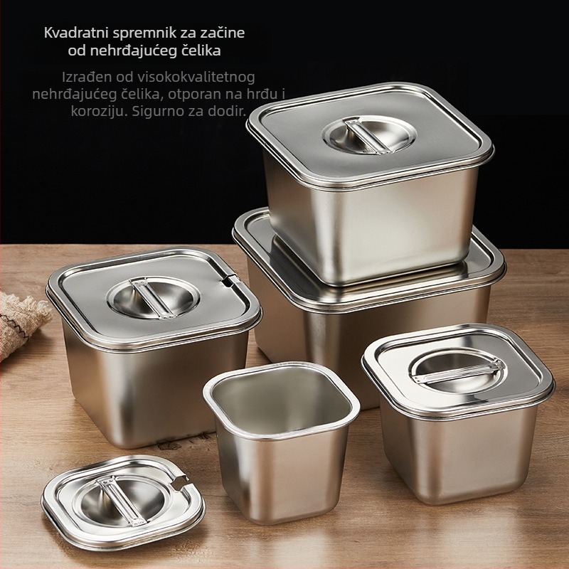 Bočica za začine od nehrđajućeg čelika s poklopcem, debeo i dublji dizajn, za tekuće začine i kuhinjsko skladištenje