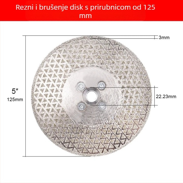 Dijamantni dvostrani brusni disk s M14 prirubom – elektropliran za obradu kamena