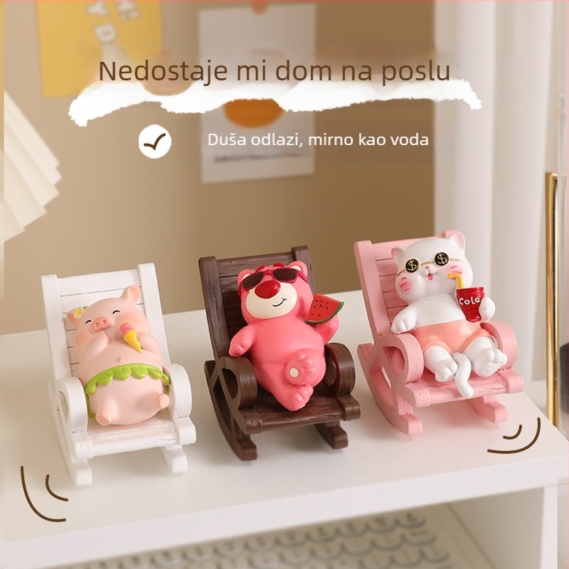Crtić žaba ukras za stol s dizajnom ljuljačkog — smolna figura za stol