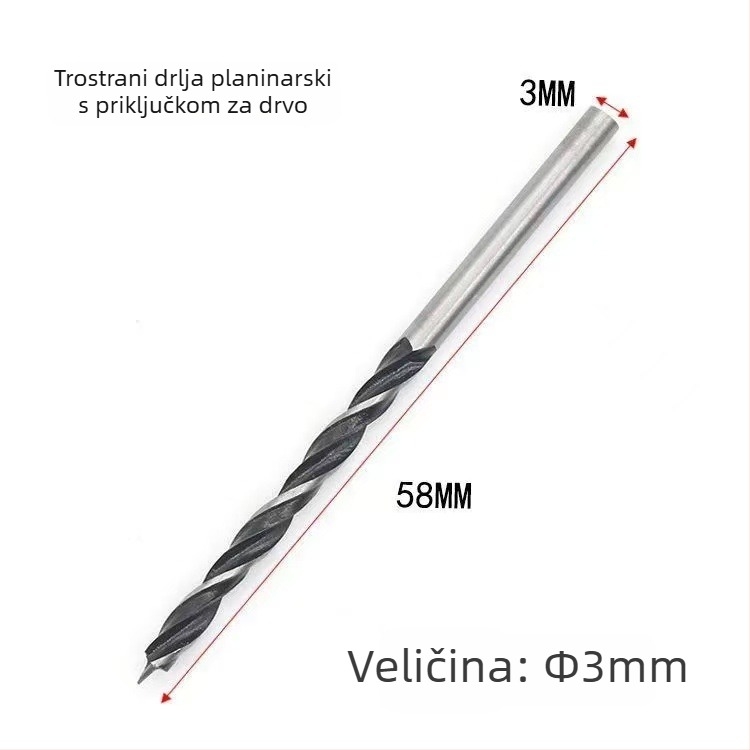 Oster spiralno svrdlo za drvo s tri vrhovi, okrugla drška, za drvo i plast, pozicioniranje bušenja