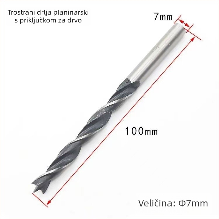 Oster spiralno svrdlo za drvo s tri vrhovi, okrugla drška, za drvo i plast, pozicioniranje bušenja