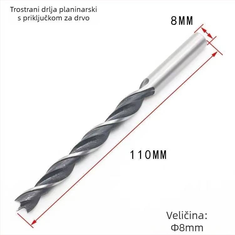 Oster spiralno svrdlo za drvo s tri vrhovi, okrugla drška, za drvo i plast, pozicioniranje bušenja