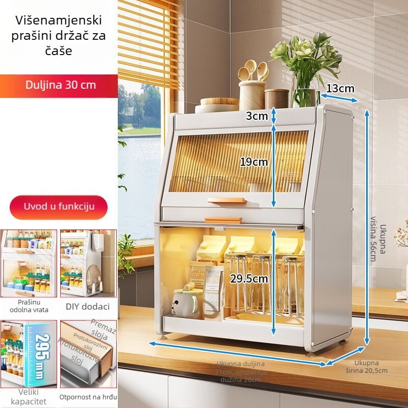 Kuhinjski ormarić za začine s vratima, metalni, višenamjenski držač za ulje, sol, umake i ocat, trapezni dizajn