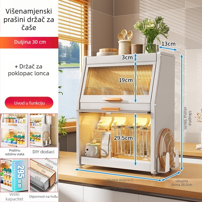 Kuhinjski ormarić za začine s vratima, metalni, višenamjenski držač za ulje, sol, umake i ocat, trapezni dizajn