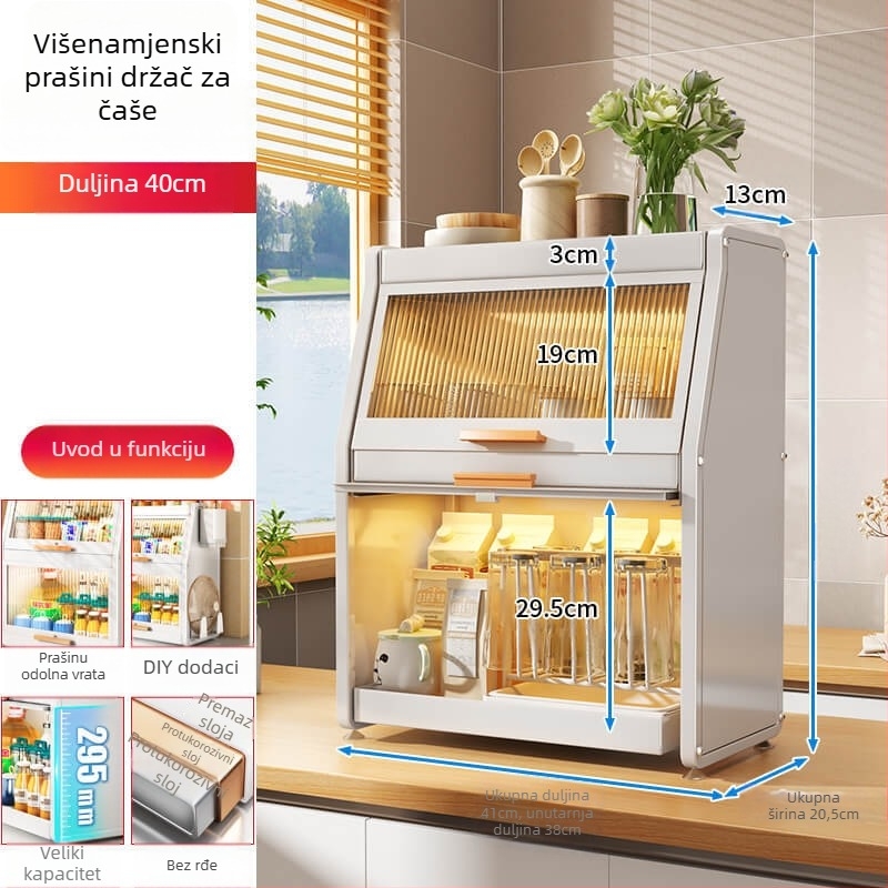 Kuhinjski ormarić za začine s vratima, metalni, višenamjenski držač za ulje, sol, umake i ocat, trapezni dizajn