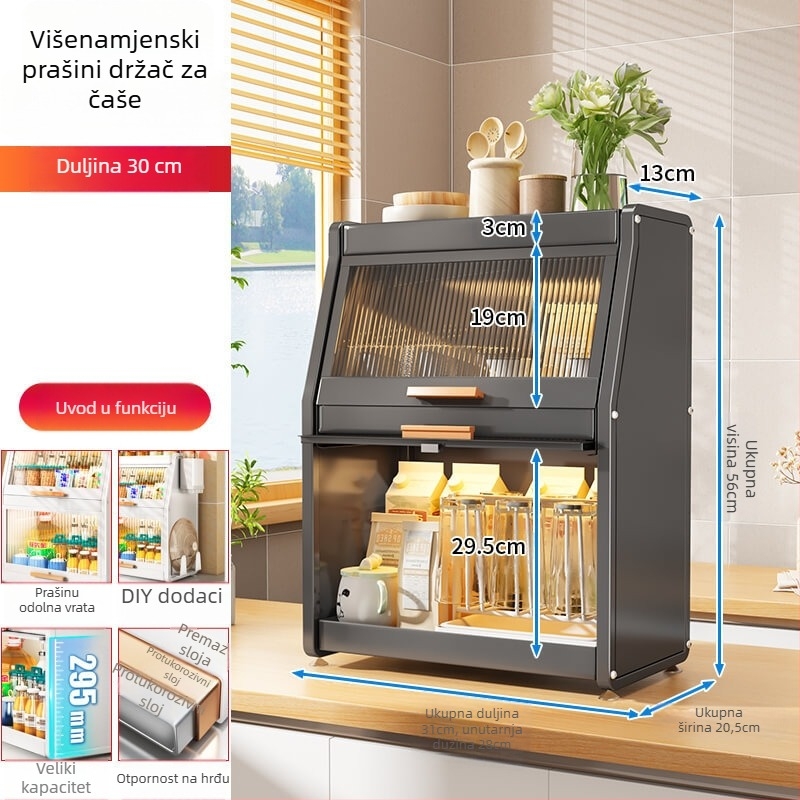Kuhinjski ormarić za začine s vratima, metalni, višenamjenski držač za ulje, sol, umake i ocat, trapezni dizajn