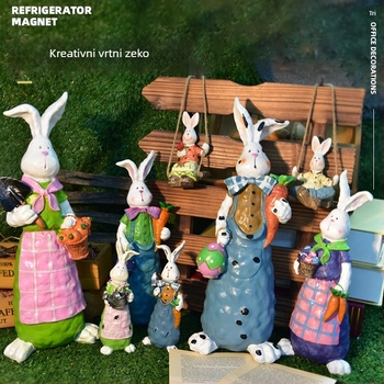 Figura zeca od smole za vrt, pastoralni stil, vanjska dekoracija