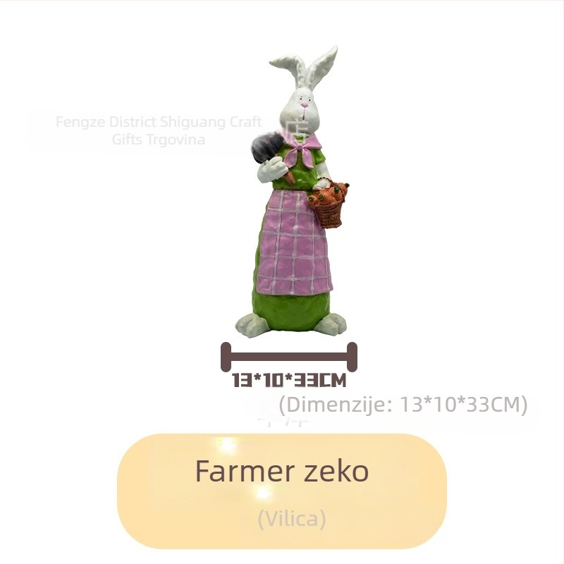 Figura zeca od smole za vrt, pastoralni stil, vanjska dekoracija