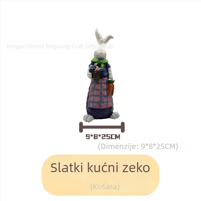 Figura zeca od smole za vrt, pastoralni stil, vanjska dekoracija