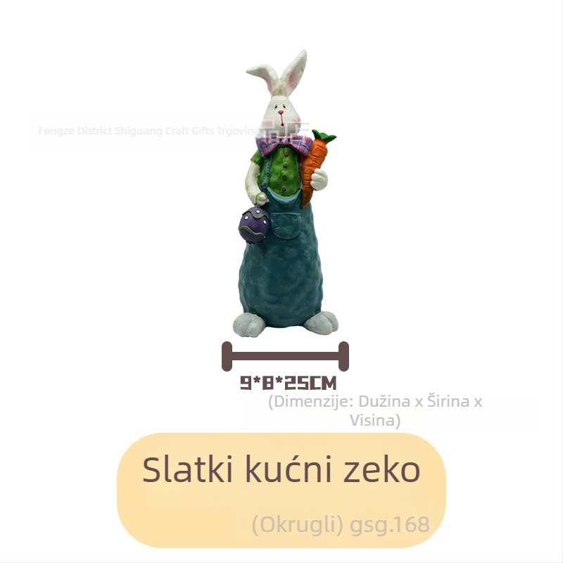 Figura zeca od smole za vrt, pastoralni stil, vanjska dekoracija