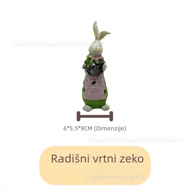 Figura zeca od smole za vrt, pastoralni stil, vanjska dekoracija