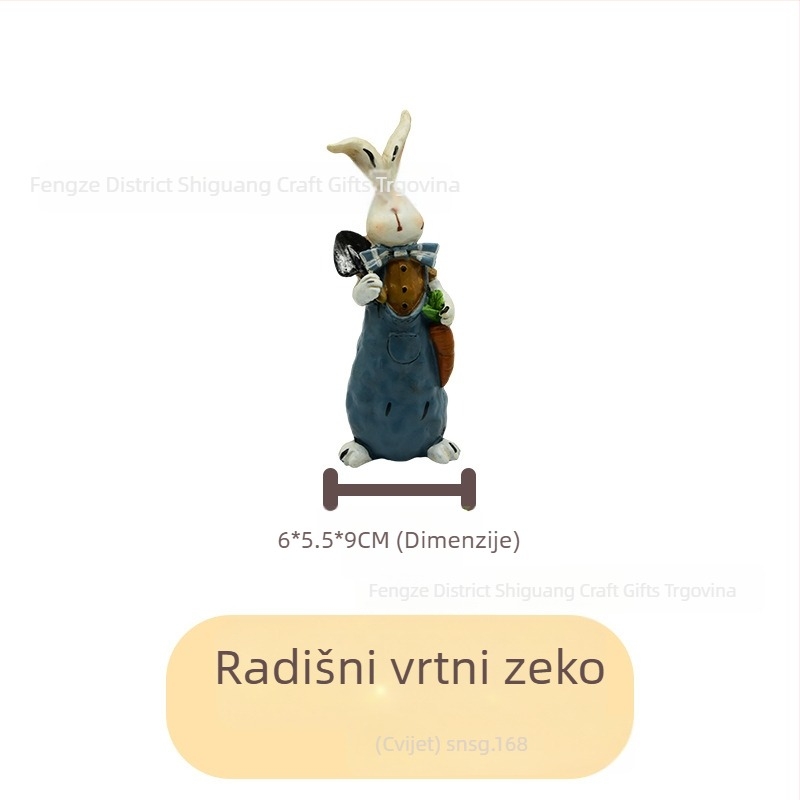 Figura zeca od smole za vrt, pastoralni stil, vanjska dekoracija