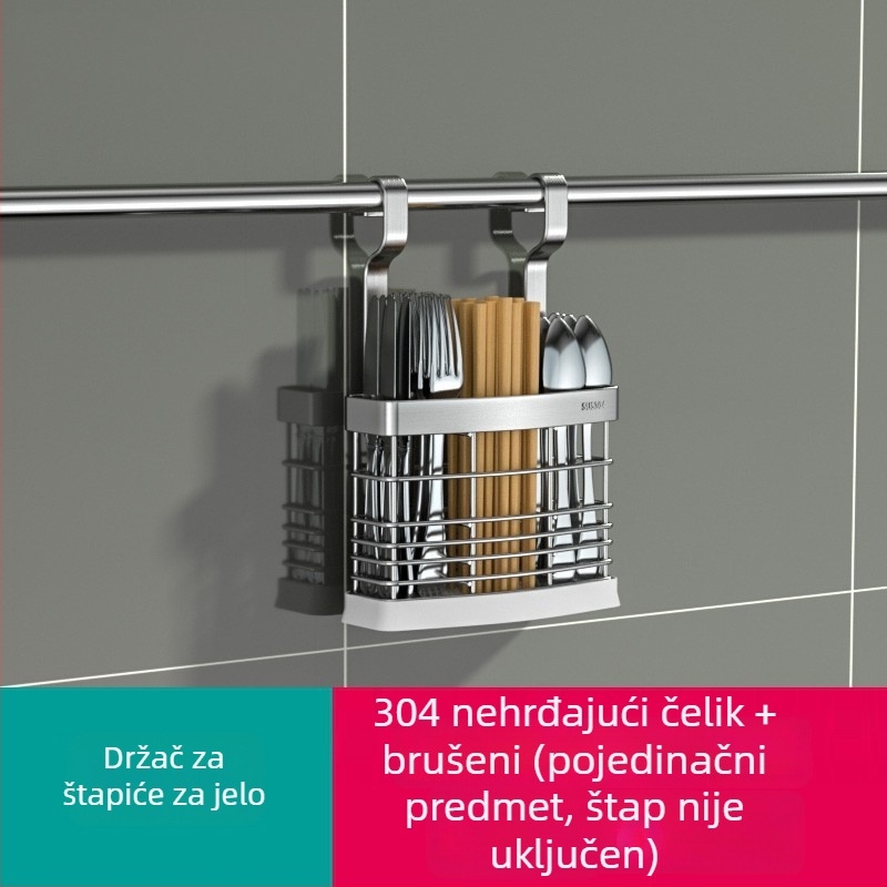 Elegant Fresh 304 nehrđajući čelik – zidni kuhinjski regał za začine i posuđe – višestruke namjene, bez bušenja, brušena završna obrada