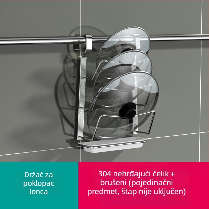 Elegant Fresh 304 nehrđajući čelik – zidni kuhinjski regał za začine i posuđe – višestruke namjene, bez bušenja, brušena završna obrada