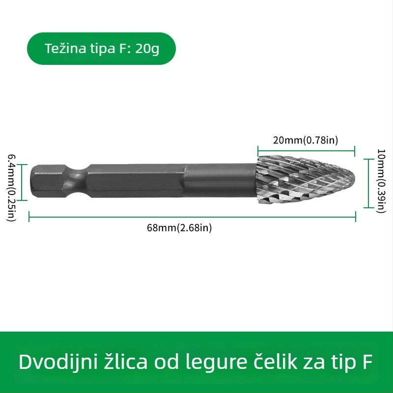Šesterokutni držač za drvo, marovni bit od legiranog čelika, rotirajući fajl za graviranje, proširivanje, bušenje i brušenje