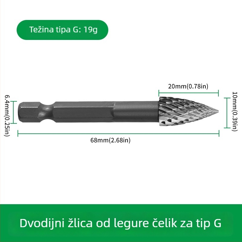 Šesterokutni držač za drvo, marovni bit od legiranog čelika, rotirajući fajl za graviranje, proširivanje, bušenje i brušenje