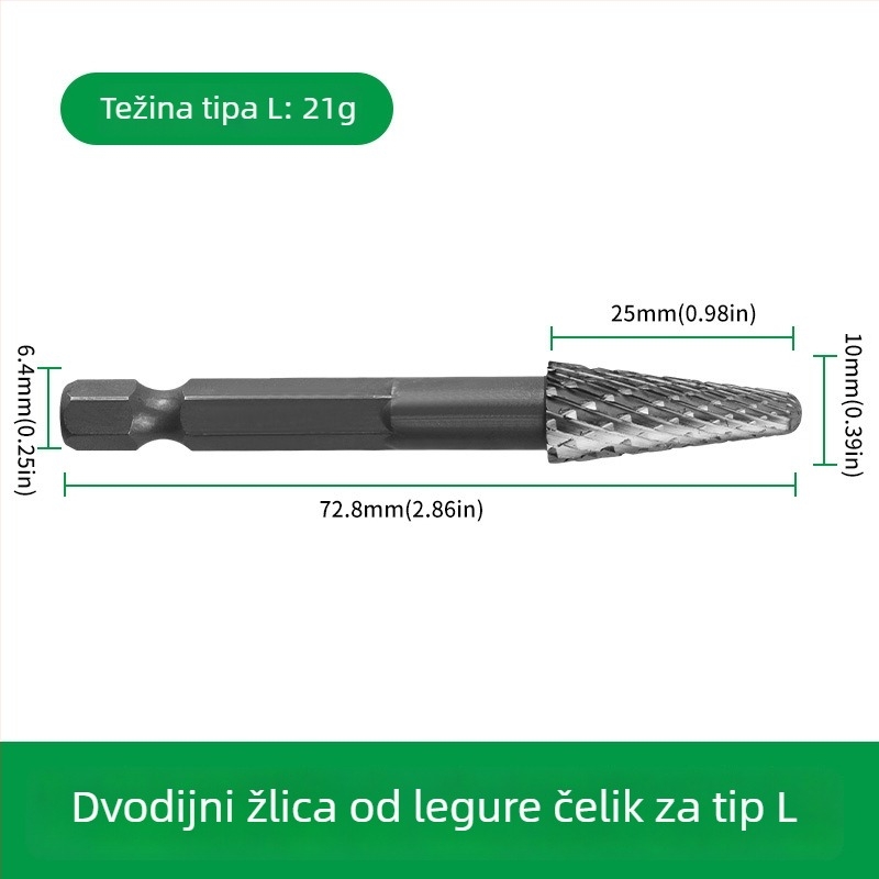 Šesterokutni držač za drvo, marovni bit od legiranog čelika, rotirajući fajl za graviranje, proširivanje, bušenje i brušenje
