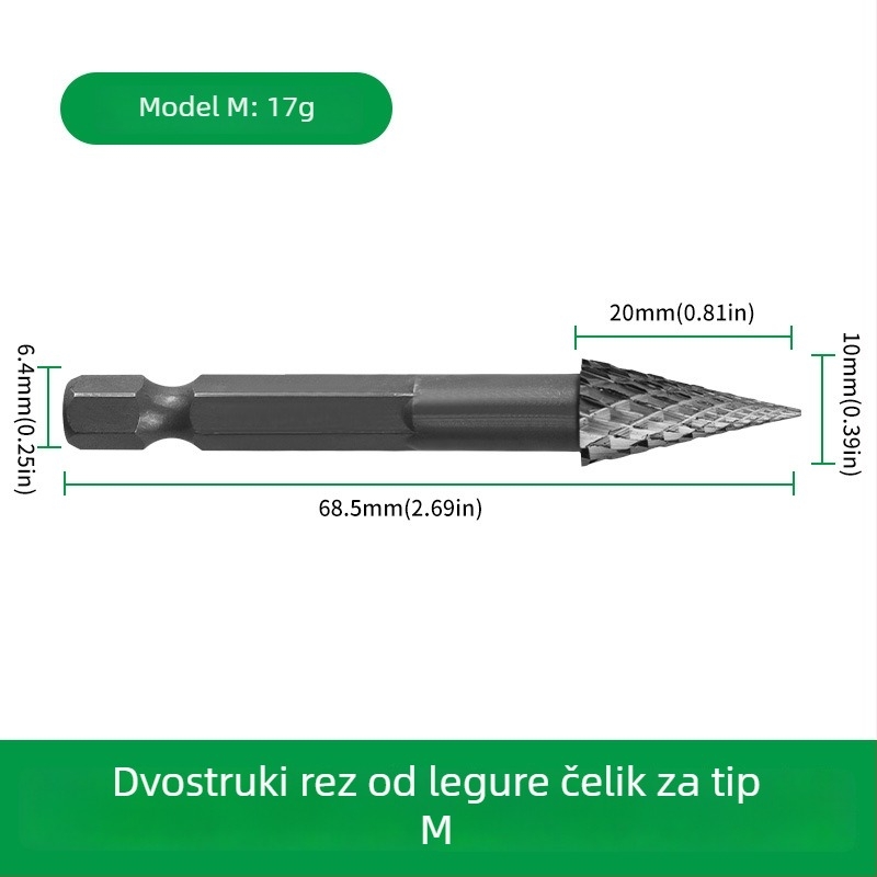 Šesterokutni držač za drvo, marovni bit od legiranog čelika, rotirajući fajl za graviranje, proširivanje, bušenje i brušenje