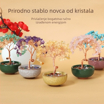 Ametistno kristalno stablo sreće – moderno minimalistički stolni ukras za dom i ured