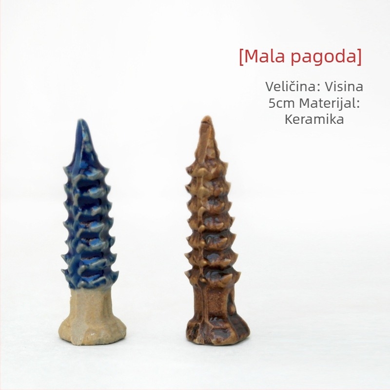 Keramička pagoda za akvarij – mikro pejzaž s bonsajem, ručna izrada, novi kineski stil
