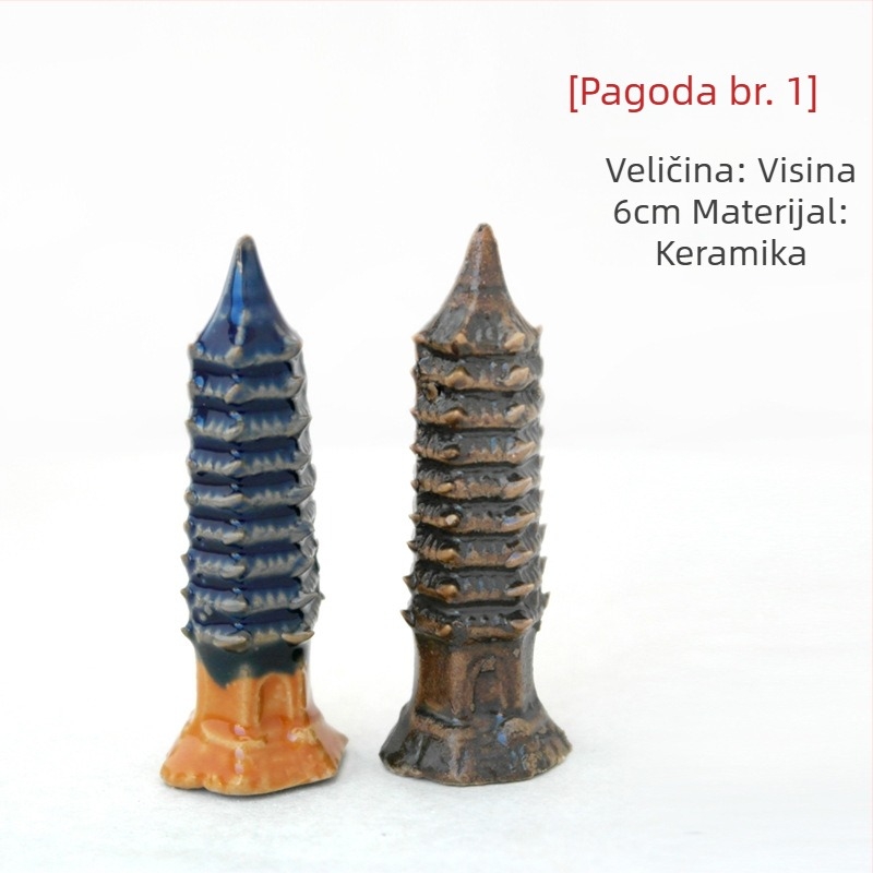 Keramička pagoda za akvarij – mikro pejzaž s bonsajem, ručna izrada, novi kineski stil