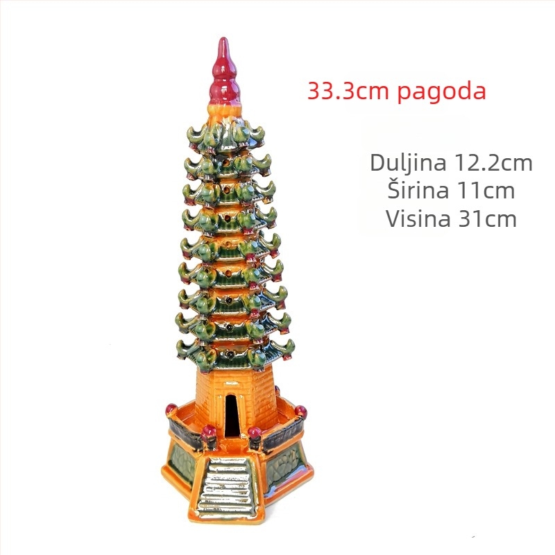 Keramička pagoda za akvarij – mikro pejzaž s bonsajem, ručna izrada, novi kineski stil