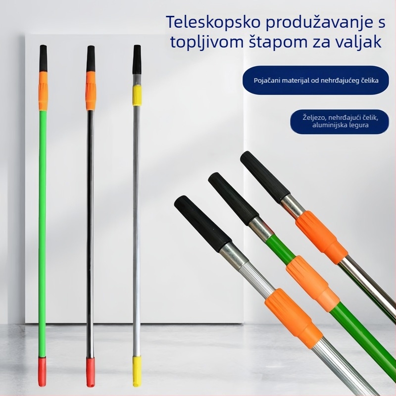 Teleskopski štap za valjkove četke za bojenje, konstrukcija od nehrđajućeg čelika i aluminijske legure, prošireni spojni dizajn