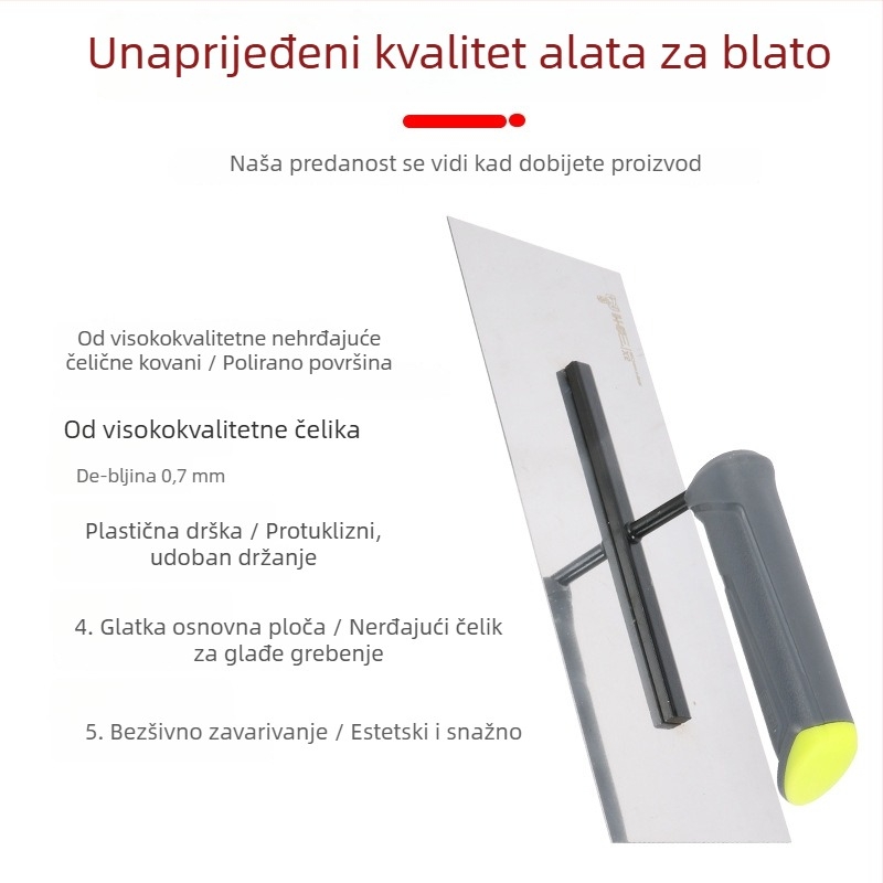 Špatula za žbukanje s plastičnom drškom i željeznom pločom, debljina 0,8 mm, Ye Lao San