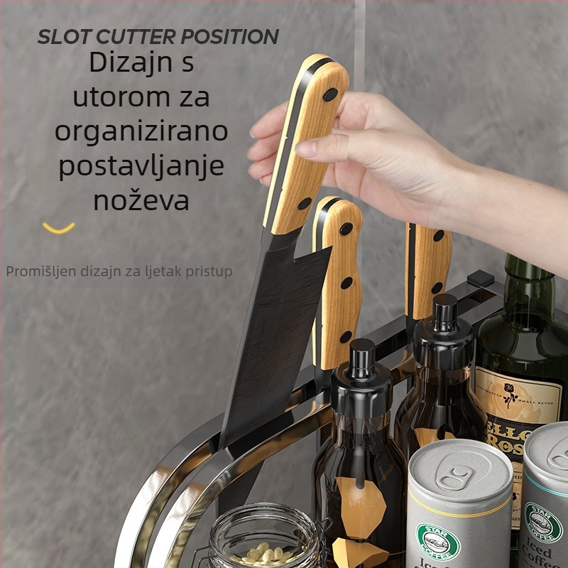 Nehrđajući kuhinjski stalak – višeslojni kutni stalak, podni, bez rupa, stalak za začine