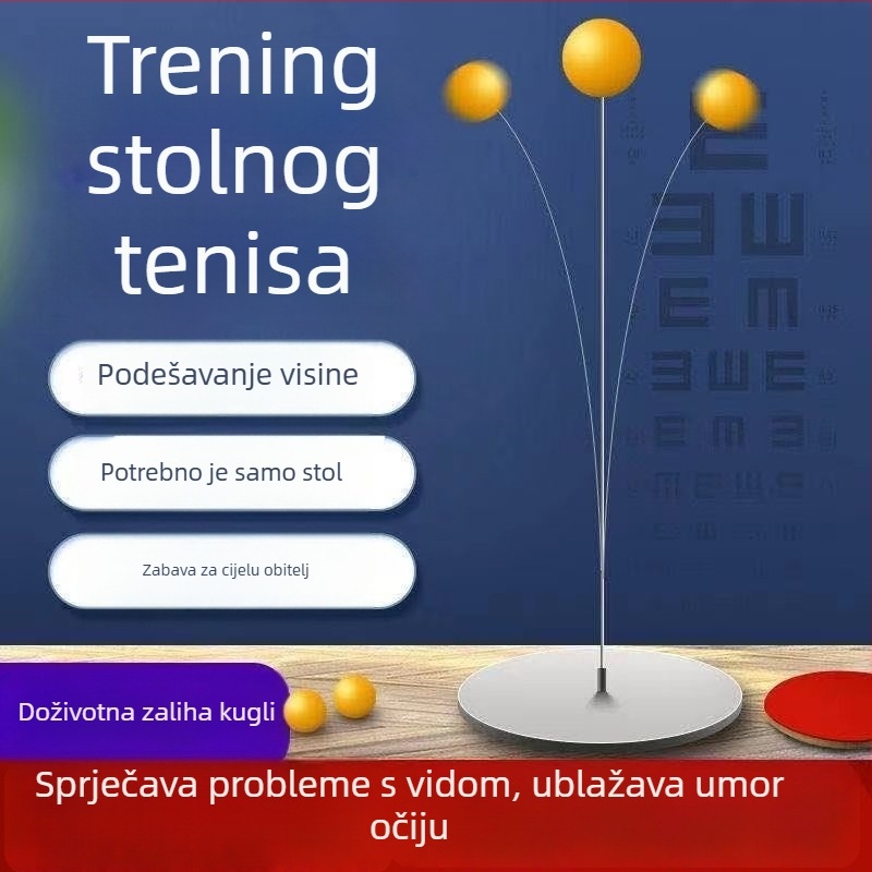 Stolni tenis – samostalni trener s pločom za odbijanje za odrasle – fiksni jednosmjerni mehanizam odbijanja (materijal: svila s cvjetnim uzorkom)