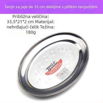 Nehrđajući čelični ovalni tanjur – oblik jajeta, za parenje ribe, rižine rolice i roštilj; Materijal: nehrđajući čelik; Stil: jednostavan moderni; Mikrovalna pećnica: nije dostupna; Pogodno za hotele i obroke