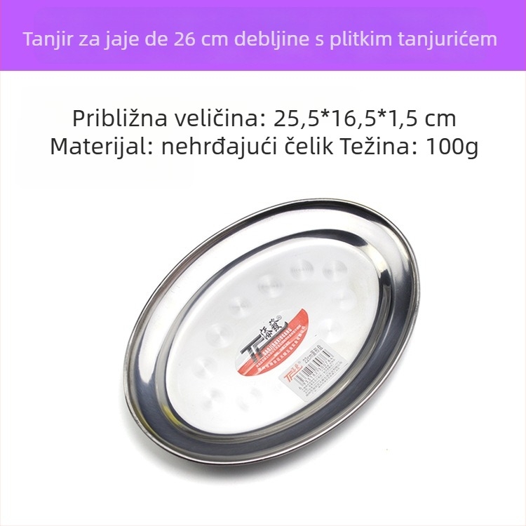Nehrđajući čelični ovalni tanjur – oblik jajeta, za parenje ribe, rižine rolice i roštilj; Materijal: nehrđajući čelik; Stil: jednostavan moderni; Mikrovalna pećnica: nije dostupna; Pogodno za hotele i obroke