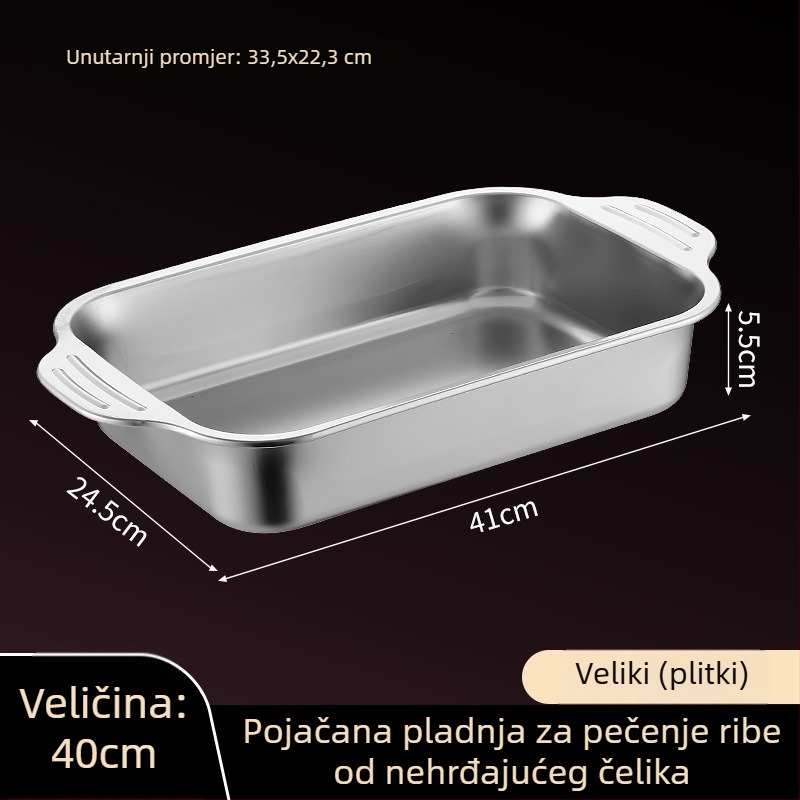 Nehrđajući čelični četverokutni tanjur s poklopcem, mikrovalna sigurnost, elektroplatirani završetak